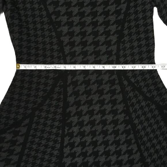 Calvin Klein Sweater Dress Houndstooth Gray Black Long Sleeve Women's Medium - Picture 5 of 11